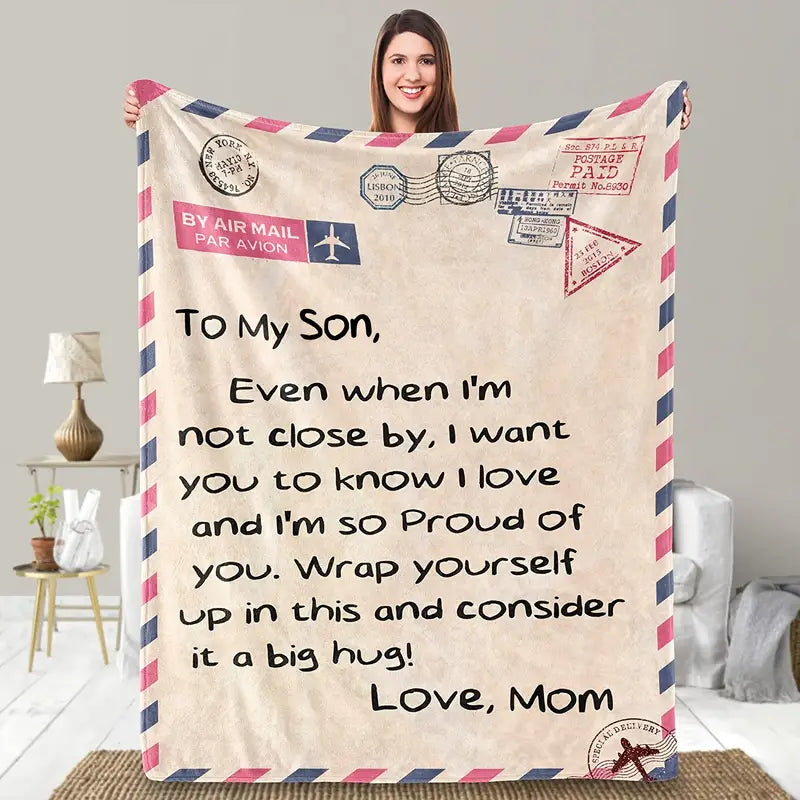 Cozy Son's Letter Fleece Blanket