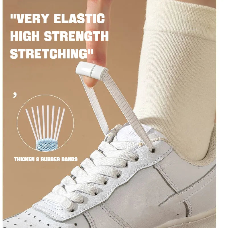 Elastic Laces Sneakers Boots Magnetic Lock Shoelaces without ties Flat No Tie Shoelace Rubber Bands for Shoes Accessories 1Pair