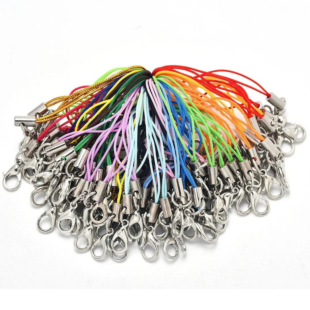 50pcs Mix Color Lobster Clasp Cords Strap Charms Lanyard String Wrist for Cell Phone Flash Drives Keychain DIY Jewelry Accessory