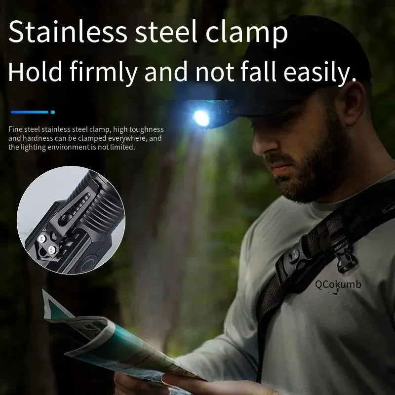 Rechargeable LED Strong Light Flashlight, Multi Functional for Long Range, Portable Outdoor Home Mini Flashlight, Cap Clip Light