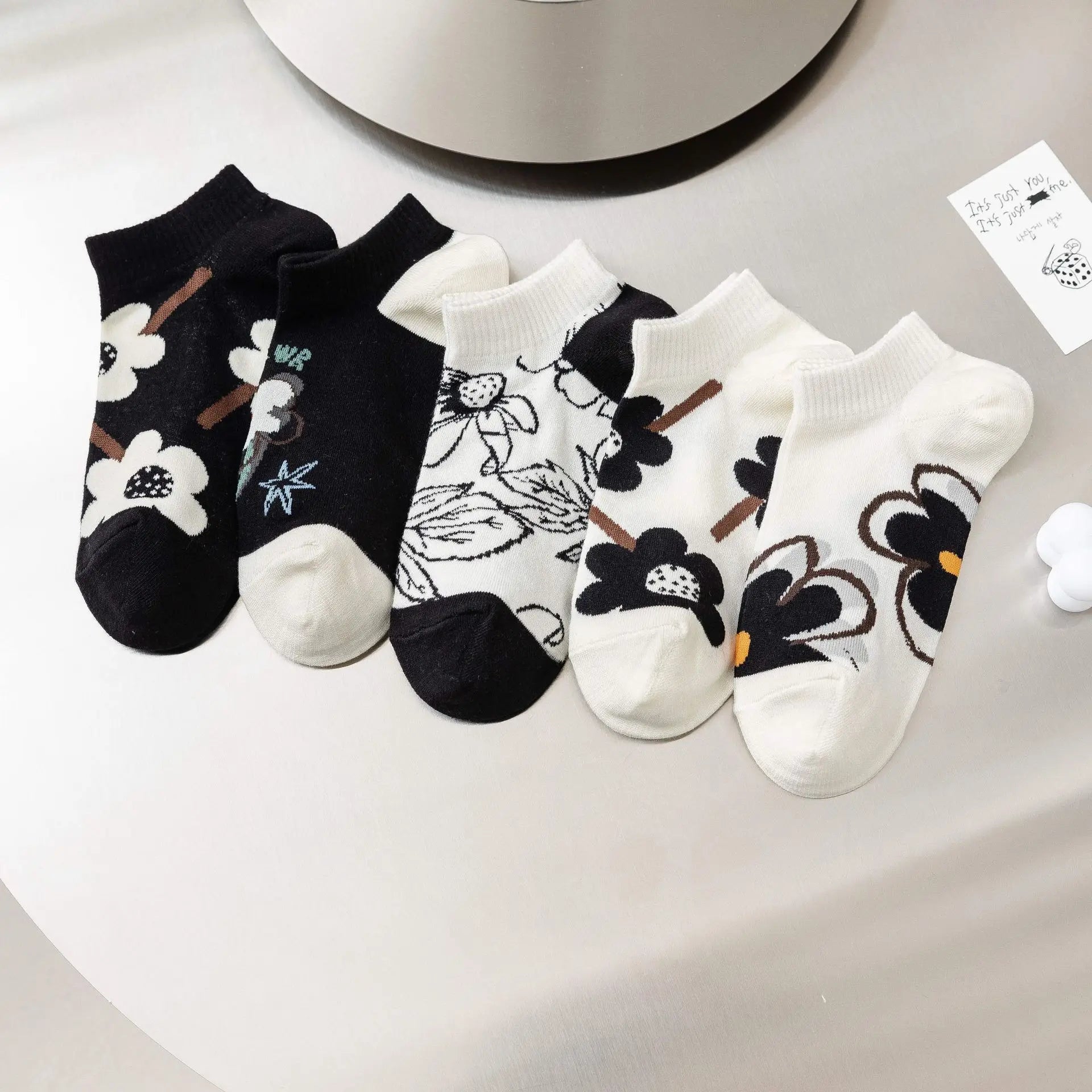 5 Pairs Avocado Crew Ankle Socks Cartoon Fresh Fashion Breathable Summer And Autumn Kawaii Comforts Women's Low Cut Boat Socks