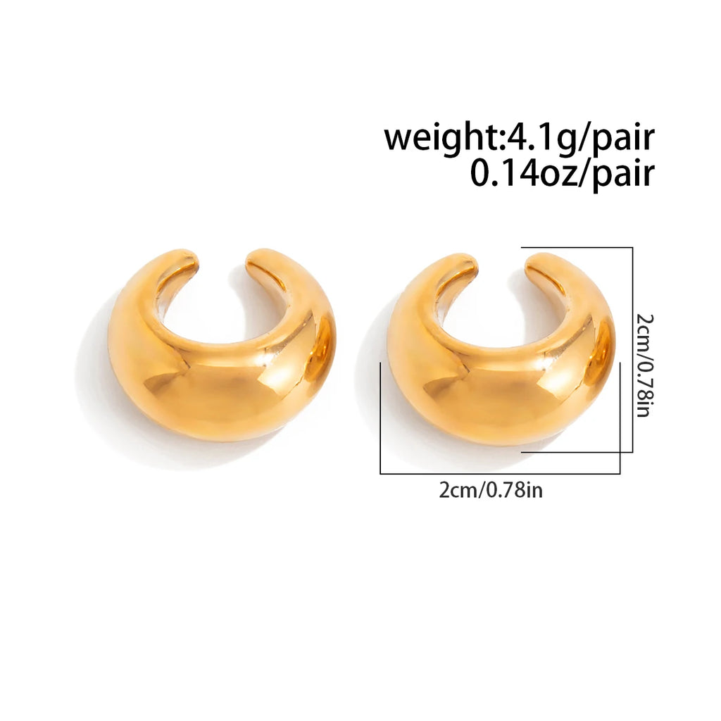 Salircon 2026 New Unique C-Shaped Metal Water Drop Cartilage Ear Clip Women Punk Gold Color Ear Cuff Jewelry Christmas Gifts