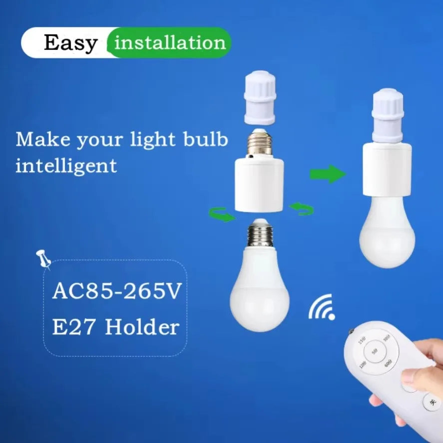 60W E27 Wireless Remote Control Smart Timer Switch Lamp Holder 110V 220V House Multi Light Switch Baby Room Bedroom Timer Switch