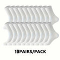 20Pairs Pure Cotton Men's High Socks Classic Black White Breathable Sweat-Absorbent Warm Elastic Sports Socks