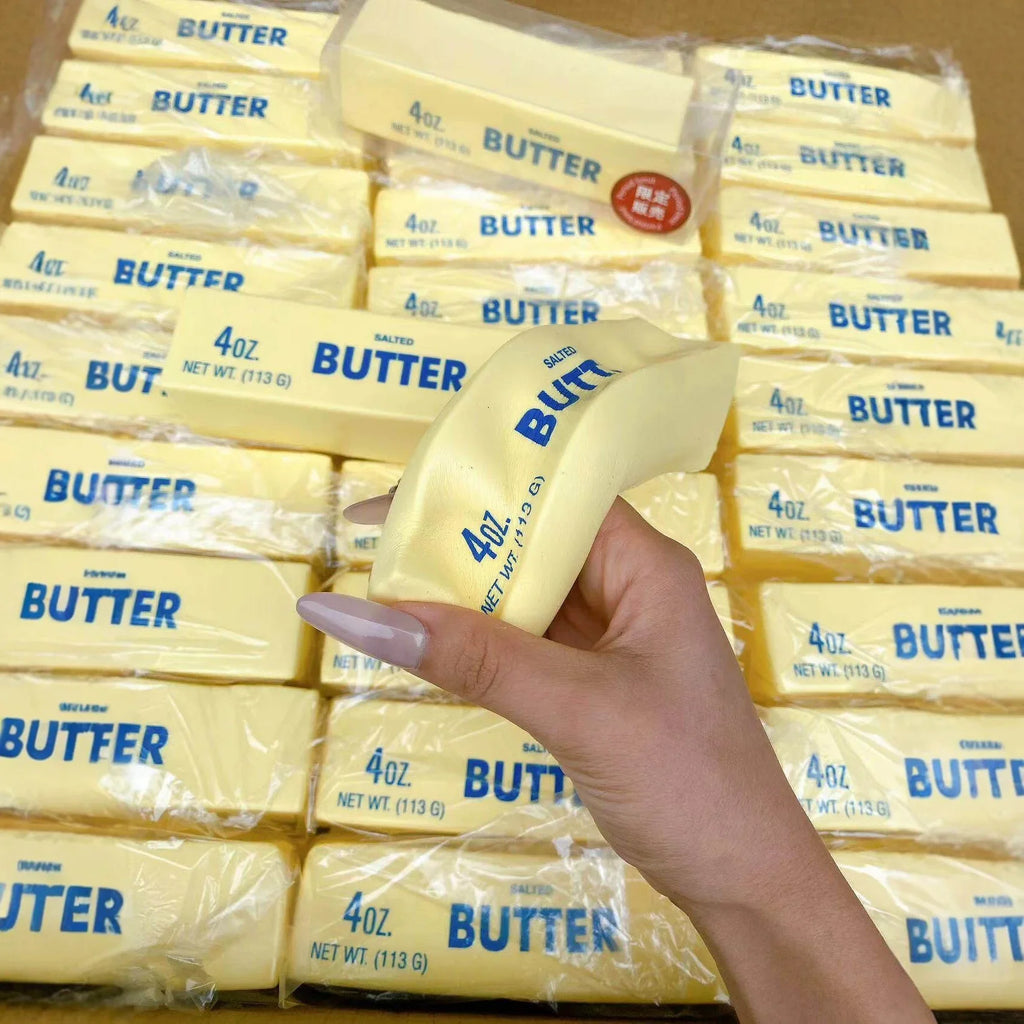 1Pc simulated butter stick slow rebound pinch music solution decompression model props wet and soft feel butter stick gift