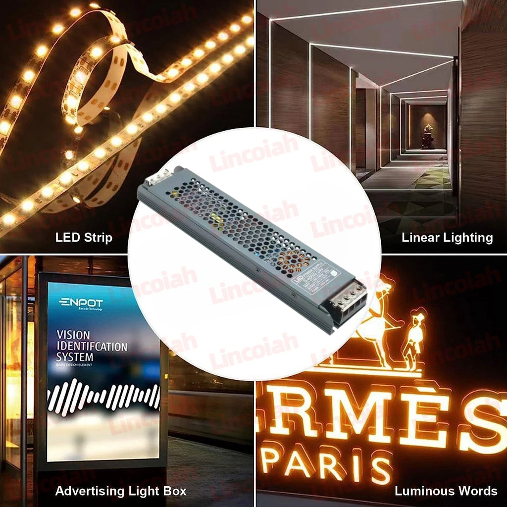 DC 12V 24V LED Power Supply AC190-240V Mute Lighting Transformers 60W 100W 200W 300W 400W LED Light Driver Power Adapter