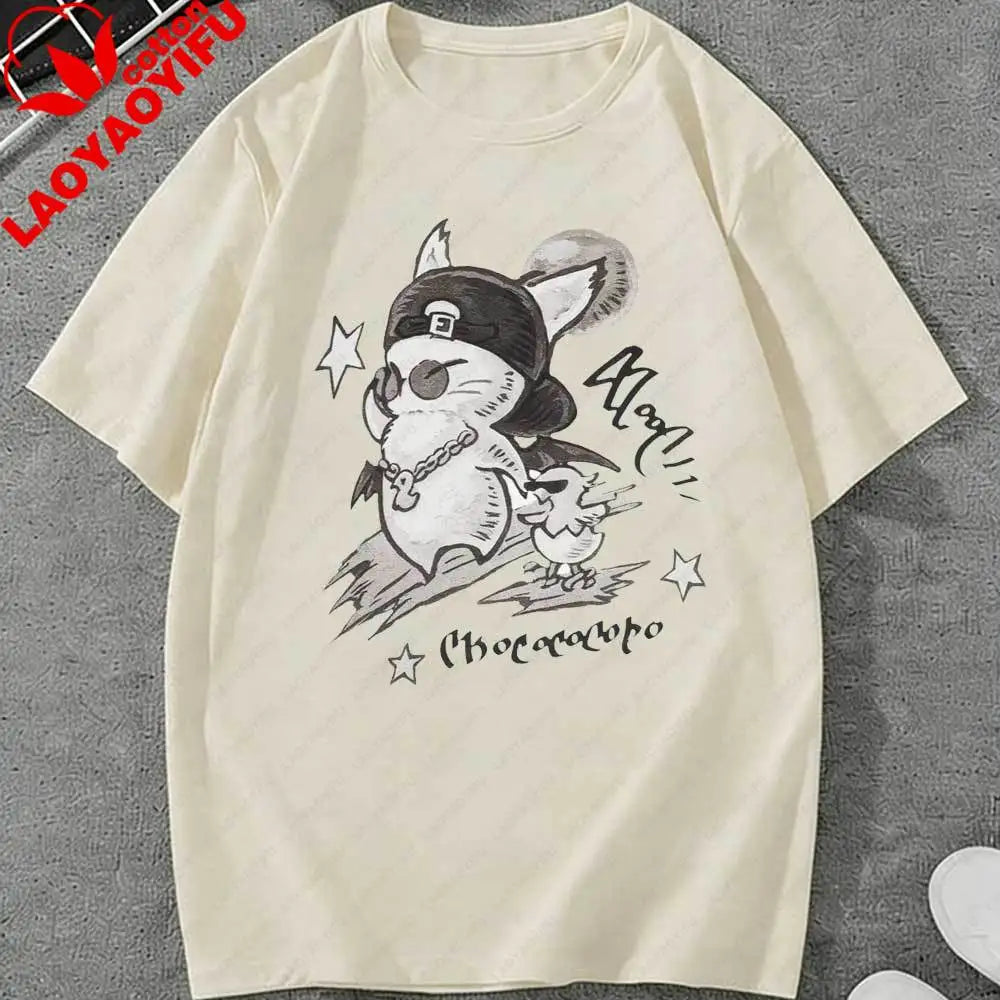 FFXIV Moogle Neotunic Fantasy 14 Shirt Graphic T Shirts Y2k Top Oversized T Shirt Funny Outdoors High Quality Cotton Short-sleev