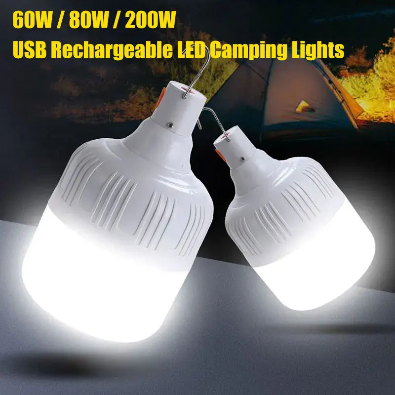 Outdoor USB Rechargeable LED Lamp Bulbs High Brightness Emergency Light Hook Up Camping Fishing Portable Lantern Night Lights