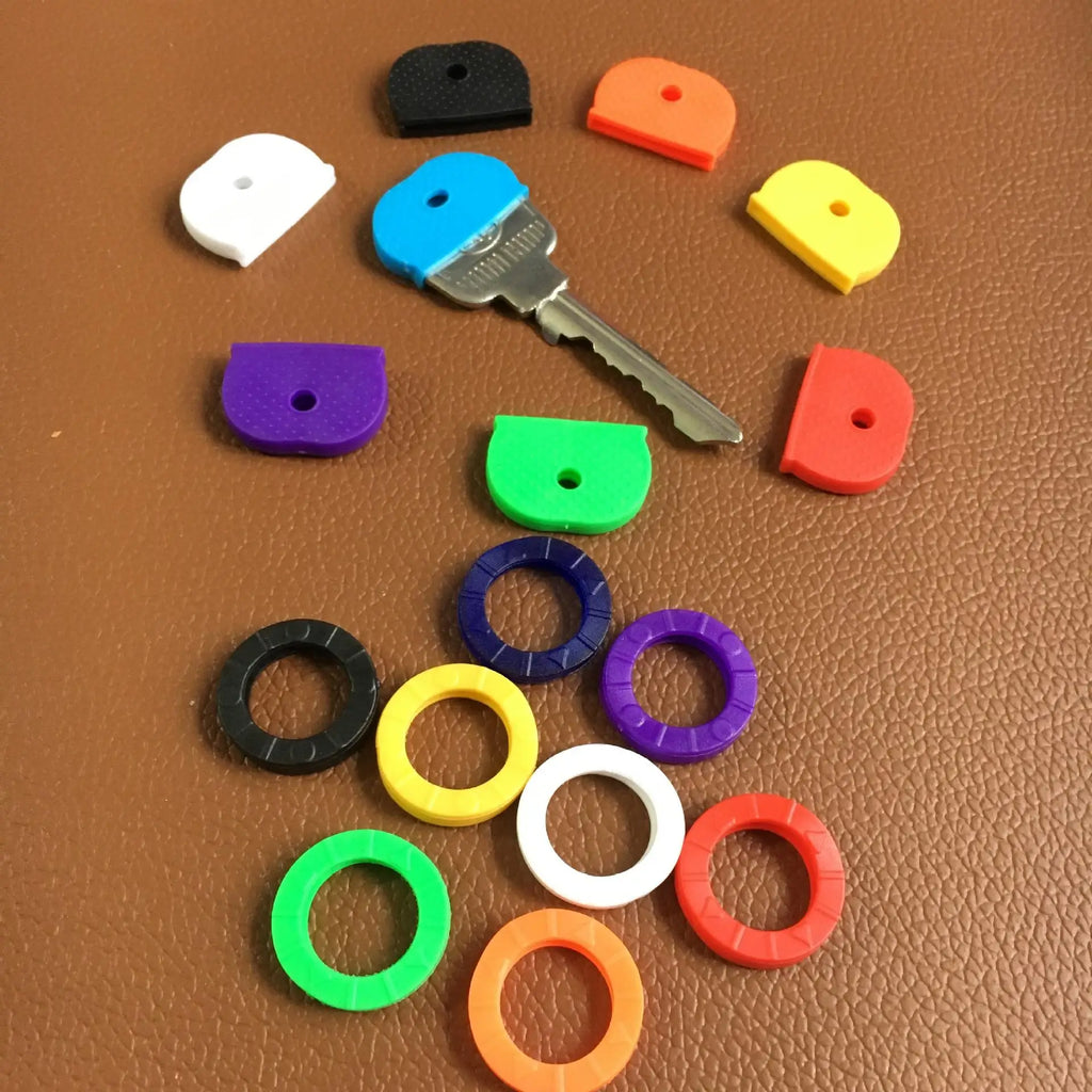 10pcs 24pcs 32pcs Color Key Sleeve Mixed Color Soft Silicone Elastic Key Ring Marking to Distinguish The Key for DIY Key Pendant