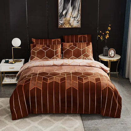Elegant Geometric Microfiber Bed Set