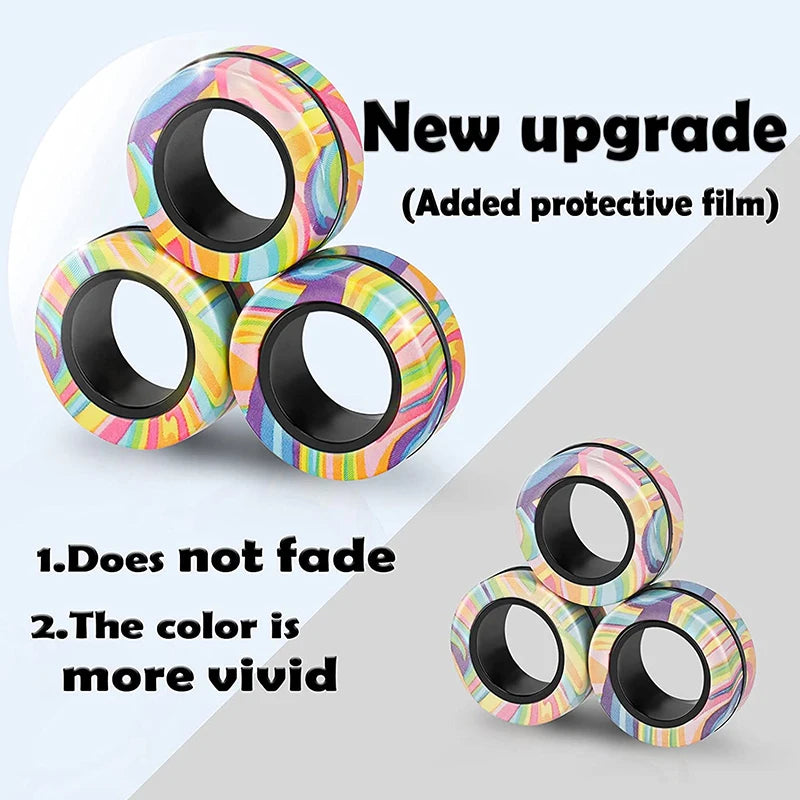 Magnetic Rings Fidget Toy Set Adult Fidget Magnets Spinner Rings Fidget Pack Great Gift for Adults Teens Kids (3PCS)