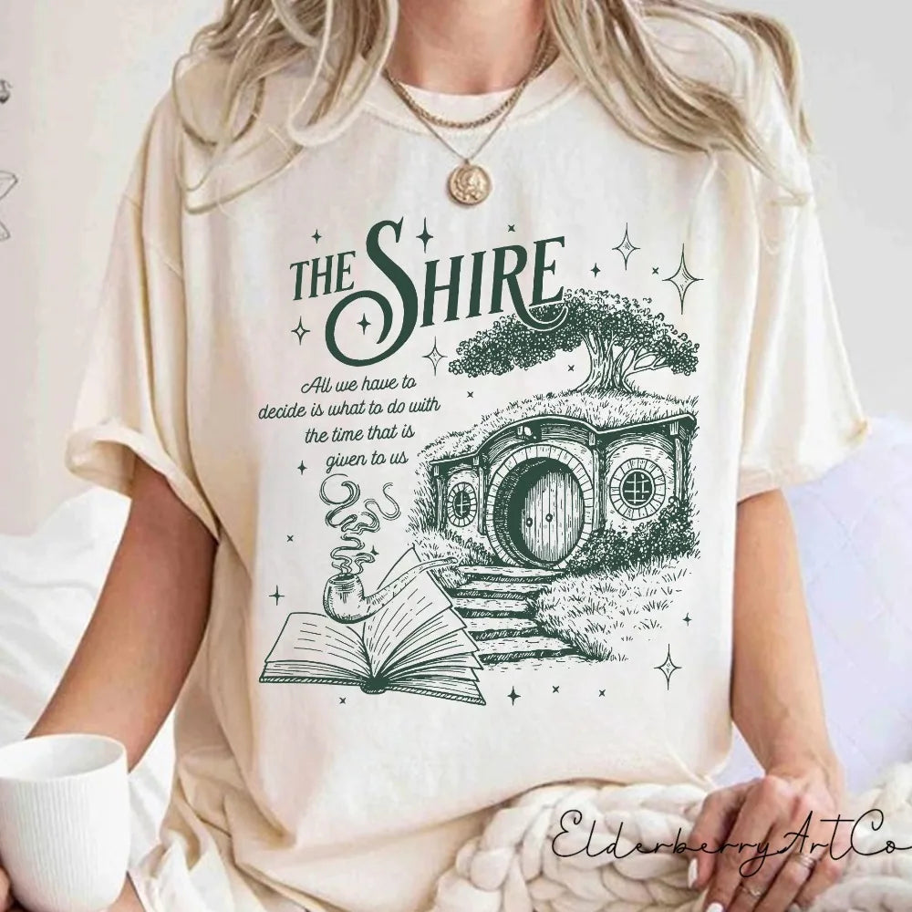 The Shire LOTR Comfort Colors Shirt Fantasy Book Lover Tee Funny Second Breakfast T-Shirt Hobbit Fan Gift
