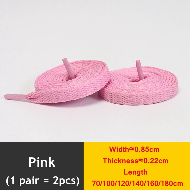1Pair Flat Shoelaces Classic Quality Rope Laces Solid Casual Sneakers Shoelace Shoe Accessories 100/120/140/160/180CM