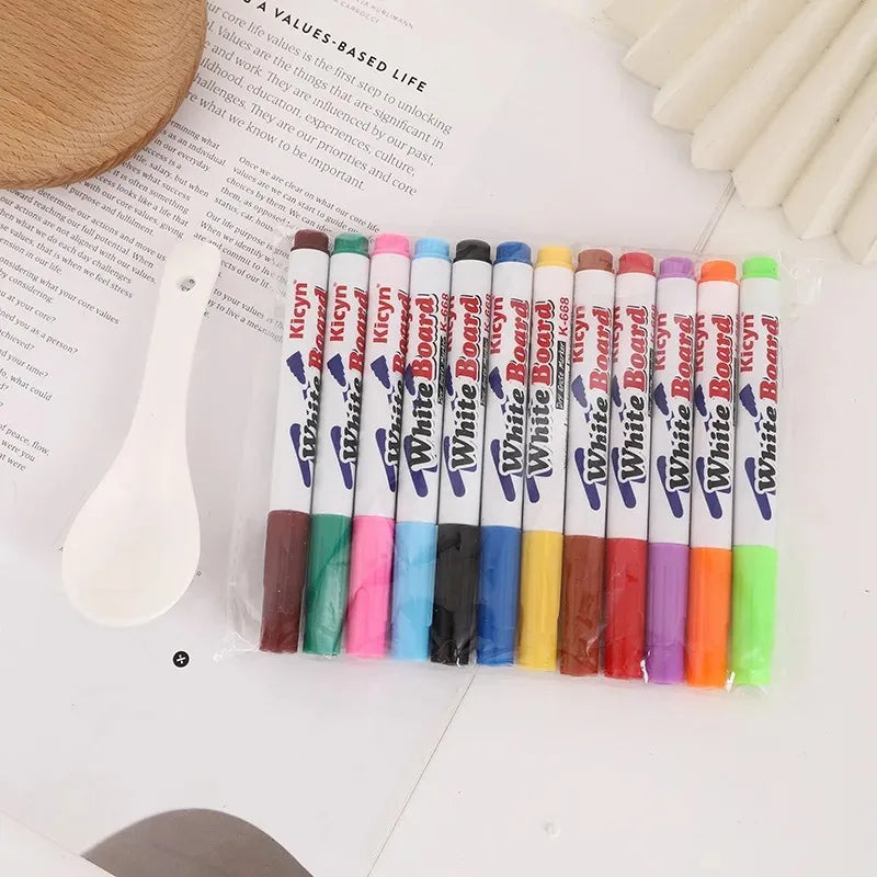 Water Floating Pen Magical Ink Pens With Spoon Floating Color Water Painting Floating Chalk Art Graffiti Drawing Set For Kids