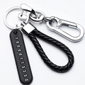 Trendy DIY Mobile Phone Number Plate Pendant Keychain for Men Punk Simple Woven Leather Rope Anti-lost Car Key Chain Accessories
