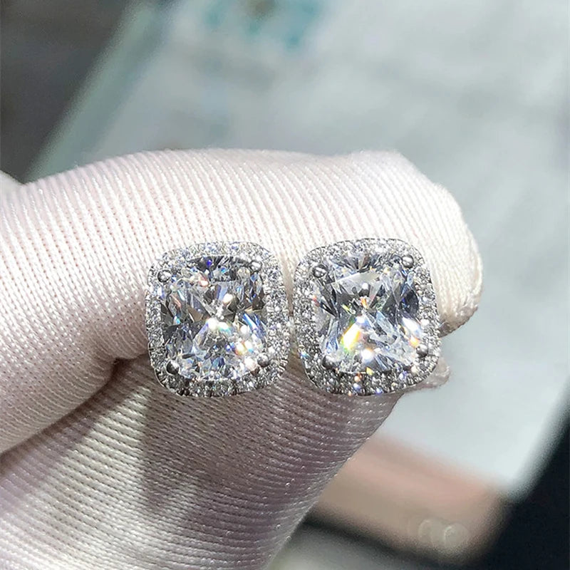 CAOSHI Luxury Women's Stud Earrings for Party Dazzling Pink/White/Yellow Zirconia Accessories Exquisite Design Jewelry Chic Gift