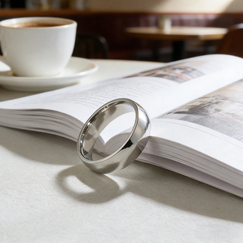 Classic Minimalism Stainless Steel 6mm Wide Ring for Men Women Fashion Waterproof Hypoallergenic Couple Wedding Jewelry Gift