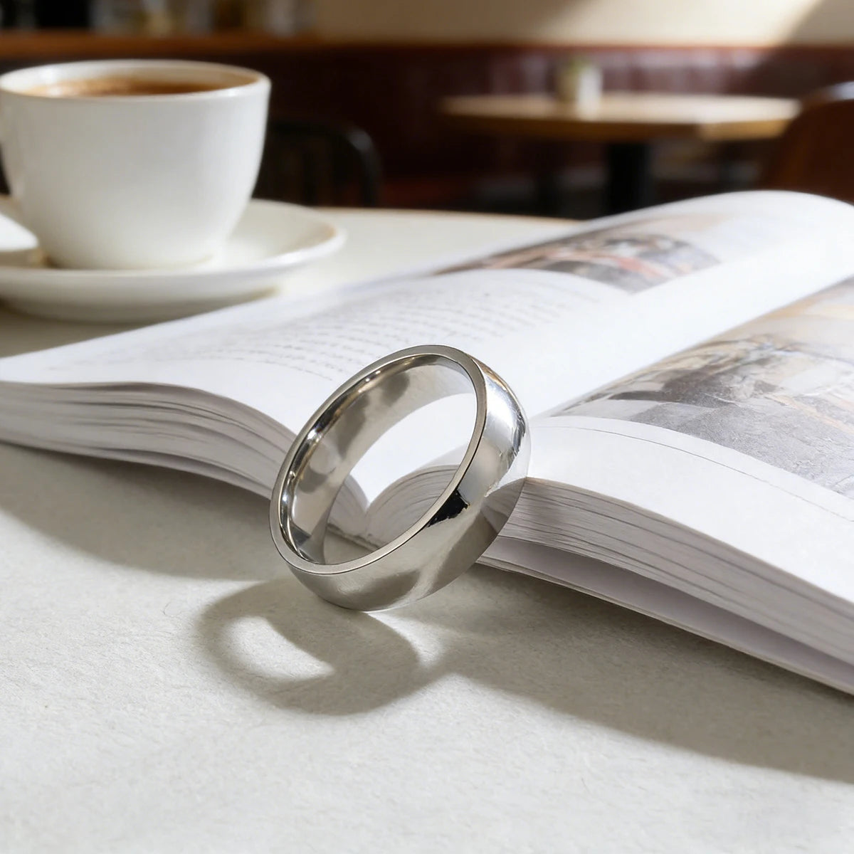 Classic Minimalism Stainless Steel 6mm Wide Ring for Men Women Fashion Waterproof Hypoallergenic Couple Wedding Jewelry Gift
