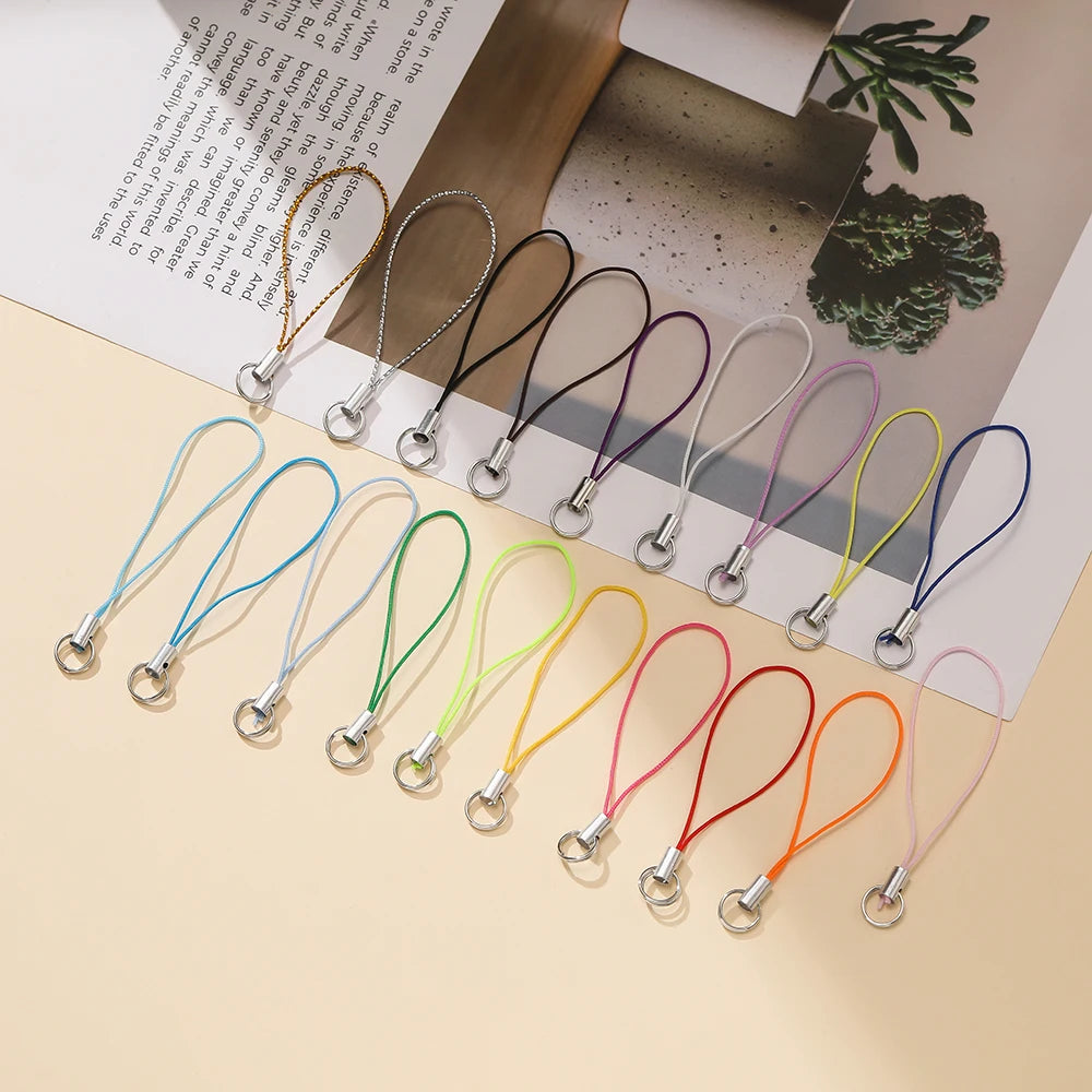 20/50Pcs Polyester Cord with Double Jump Ring Lanyard Rope for Keychain Crafts Handmade Phone Rope Toys DIY Jewelry Making