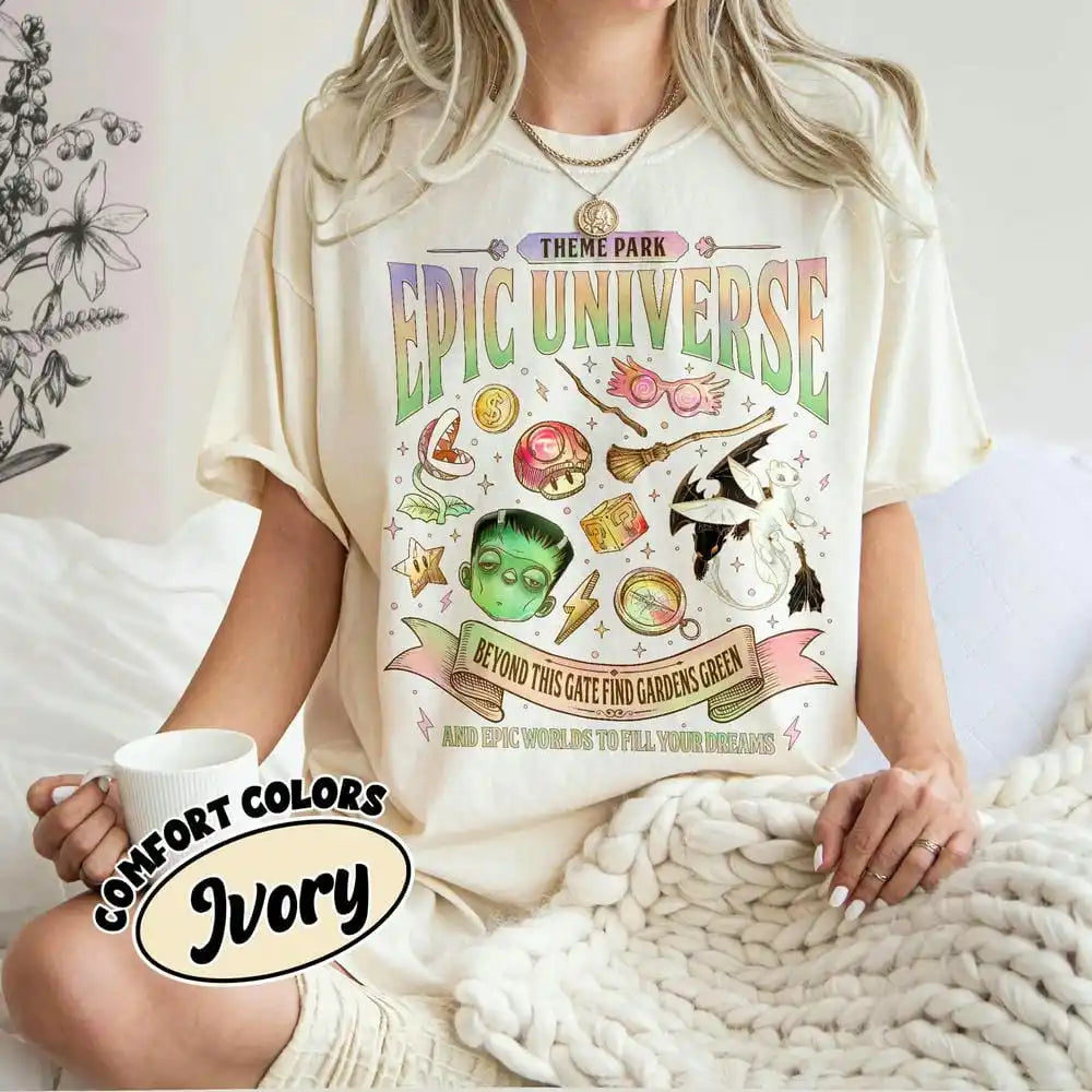 Vintage Epic Universe Fan Comfort Unisex Tee Cotton Shirt Fantasy Funny Family Theme Park Trip Orlando Park Y2K Top Streetwear