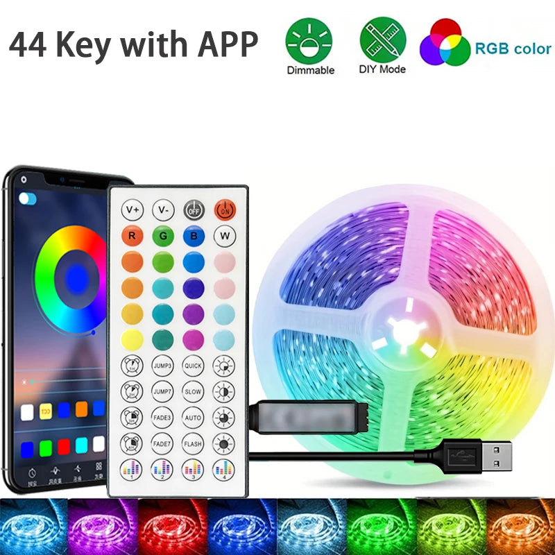RGB Led Strip Lights 1M-40M  Led Room Light with APP Control Flexible Ribbon Luces Led Tape for Room Bedroom Decoration