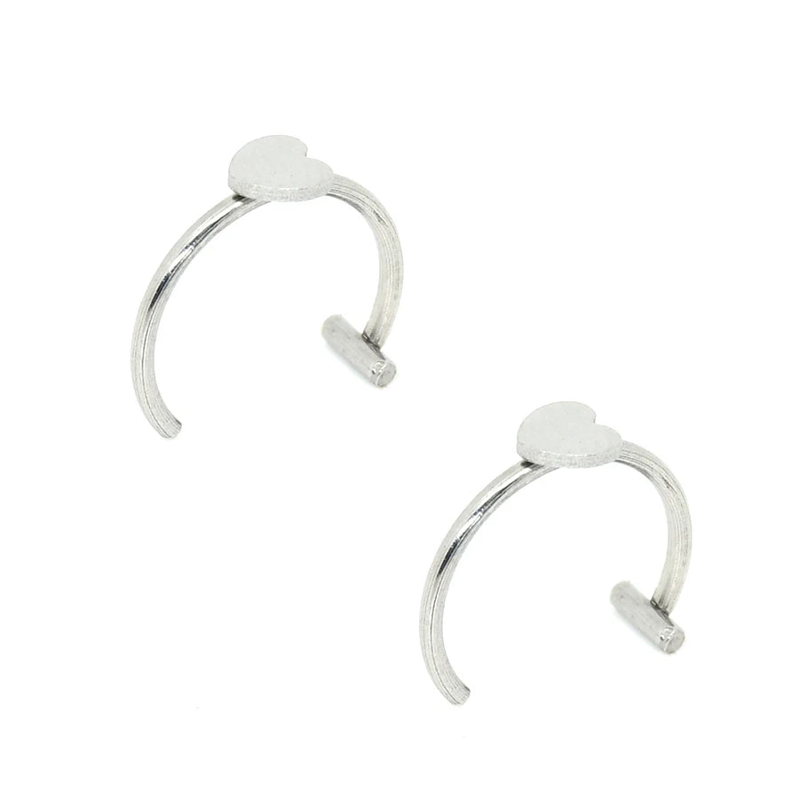 2PCS Trendy 10mm Stainless Steel Punk Clip on Fake Piercing Nose Wrap Lip Rings Unisex Nose Ring Women Men Tusk Body Jewelry