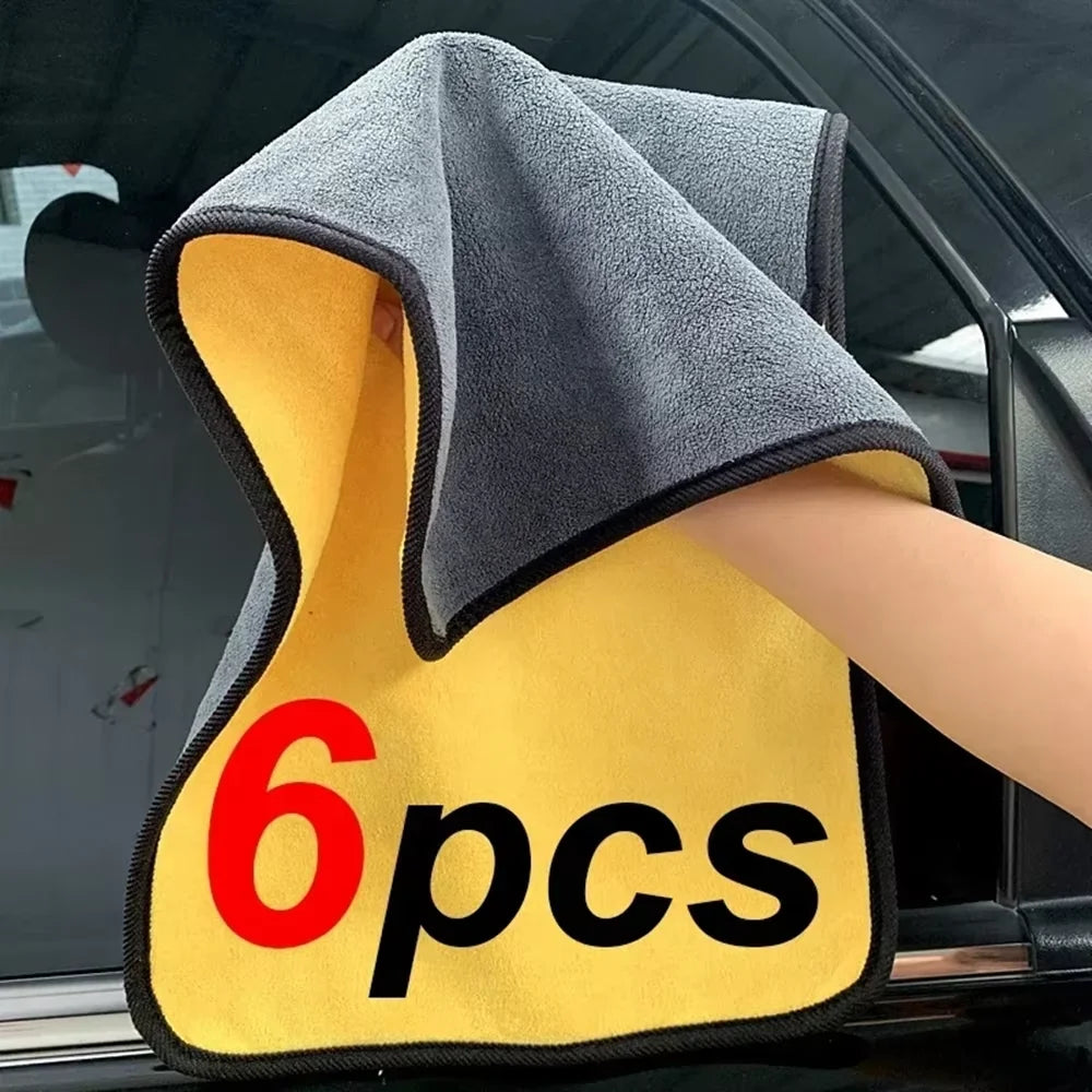 1/2/3/6/10pcs 30X60cm Microfiber Car Cleaning Towels Soft Quick Drying for Windows Mirrors Wiping Rags Double Layer Wash Cloth
