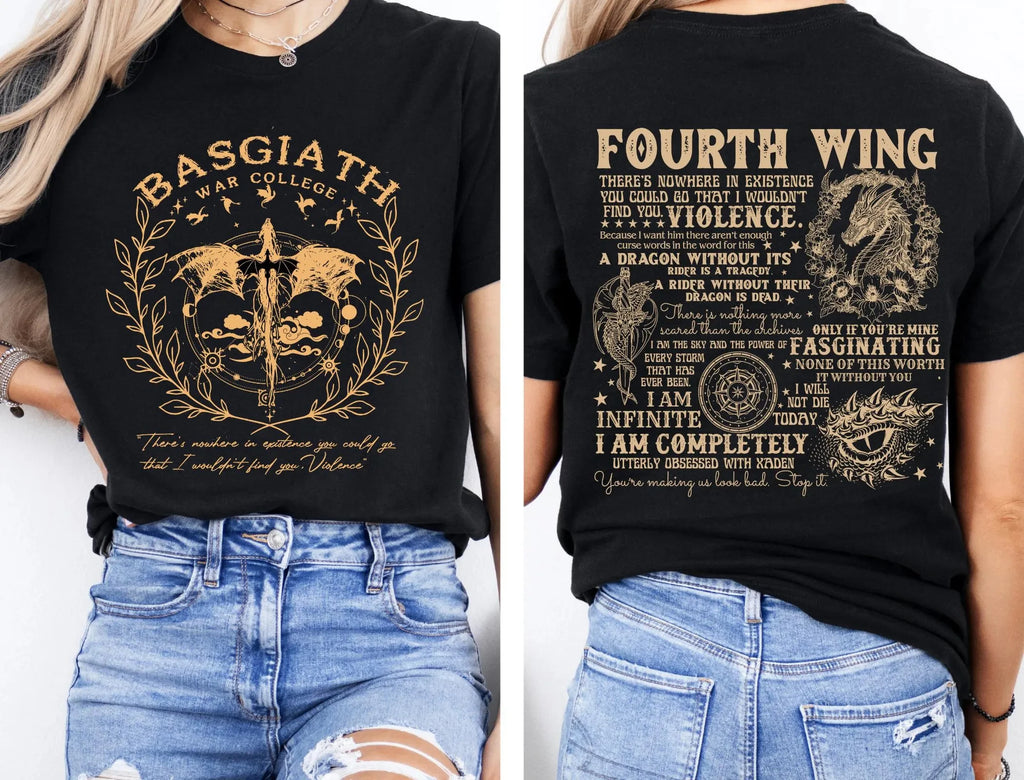 Fourth Wing Tshirt Dragon Rider Tshirt Basgiath War College Shirt The Empyrean Series Violet Sorrengail Fantasy Book