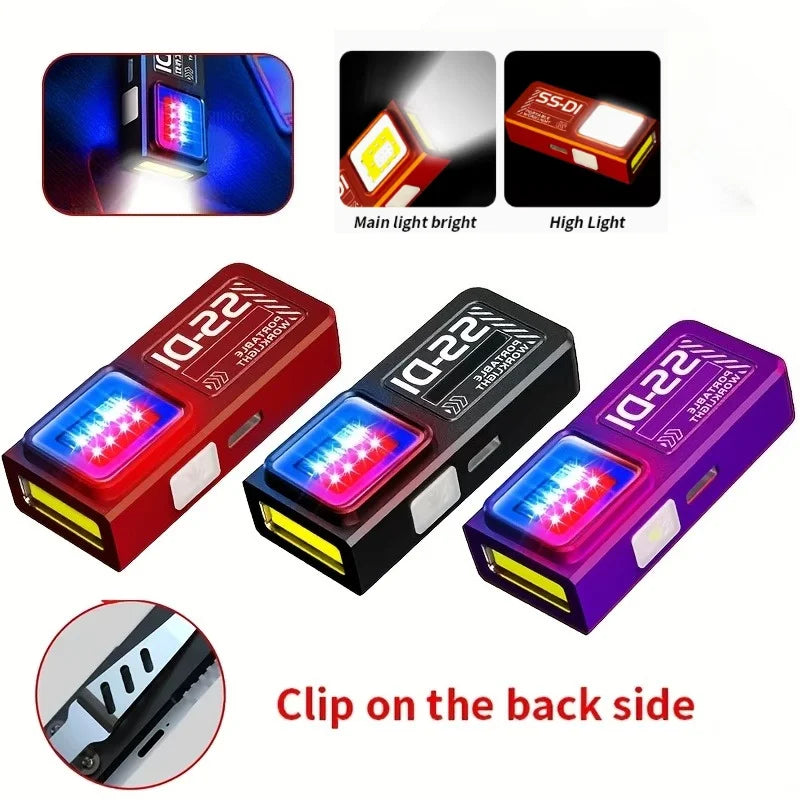 LED COB Mini Flashlight USB Rechargeable Lamp Torch Portable Working Light with Magnet Outdoor Emergency Hiking Fishing Lantern