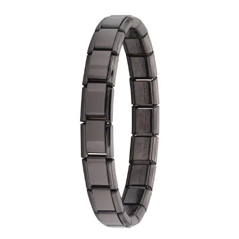 Trendy Square Italy Stainless Steel Bracelets For Women Men HipHop Metal Italian Modules Stretchable Gift Birthday Party Jewelry