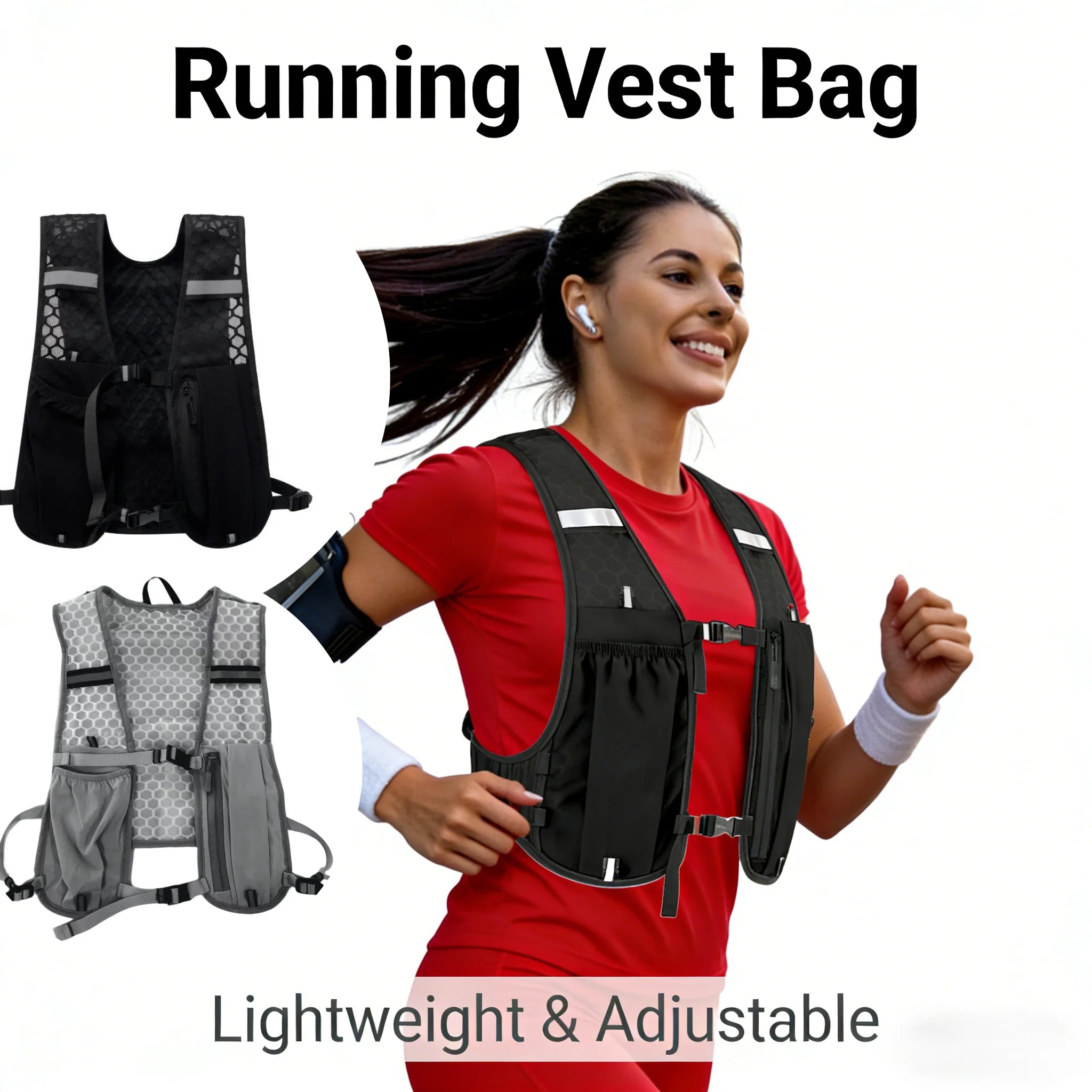 Reflective Lightweight Running Vest for Biking & Sports with Hydration Chest Pack Phone Storage Pocket Outdoor Gear