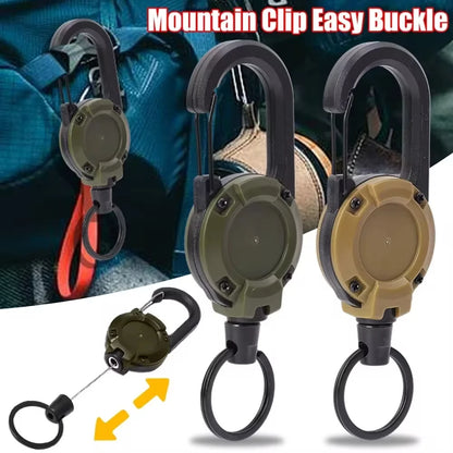 1/5Pcs Retractable Heavy Duty Carabiner Keychain Steel Wire Rope Spring Buckle Pull Reel Anti-theft Outdoor Sporty Key Ring Tool
