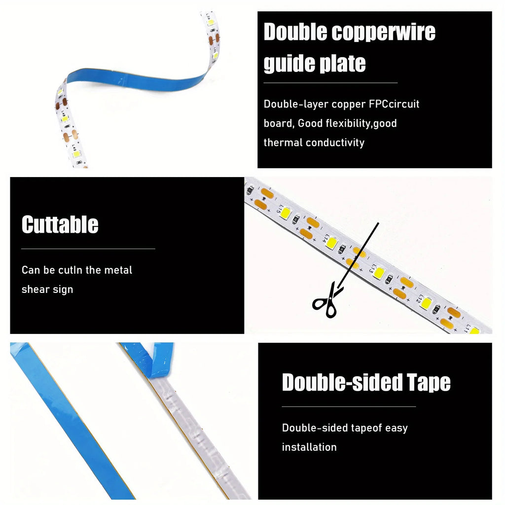 5V LED Light Strip USB Flexible Tape Lights Adhesive Tape Lamp Bar Kitchen Wardrobe TV Backlight Stair Display Cabinet Lighting