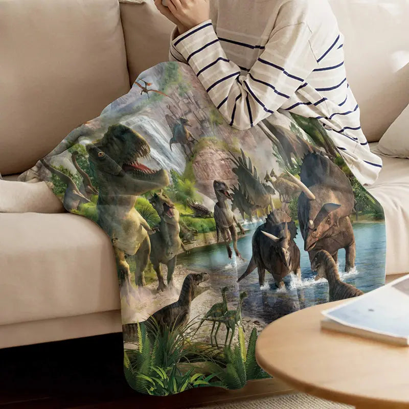 Dino Delight Flannel Blanket