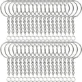 30pcs Silver Plated Metal Blank Keyring Keychain Split Key Ring with Chain Climbing Buckles Carabiner Keychain Rings Accessories