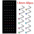 40/60 Pcs/Set Crystal Stainless Steel Nose Piercing Pack Straight Nose Ring Kit L Nose Stud Piercing Titanium Helix Body Jewelry