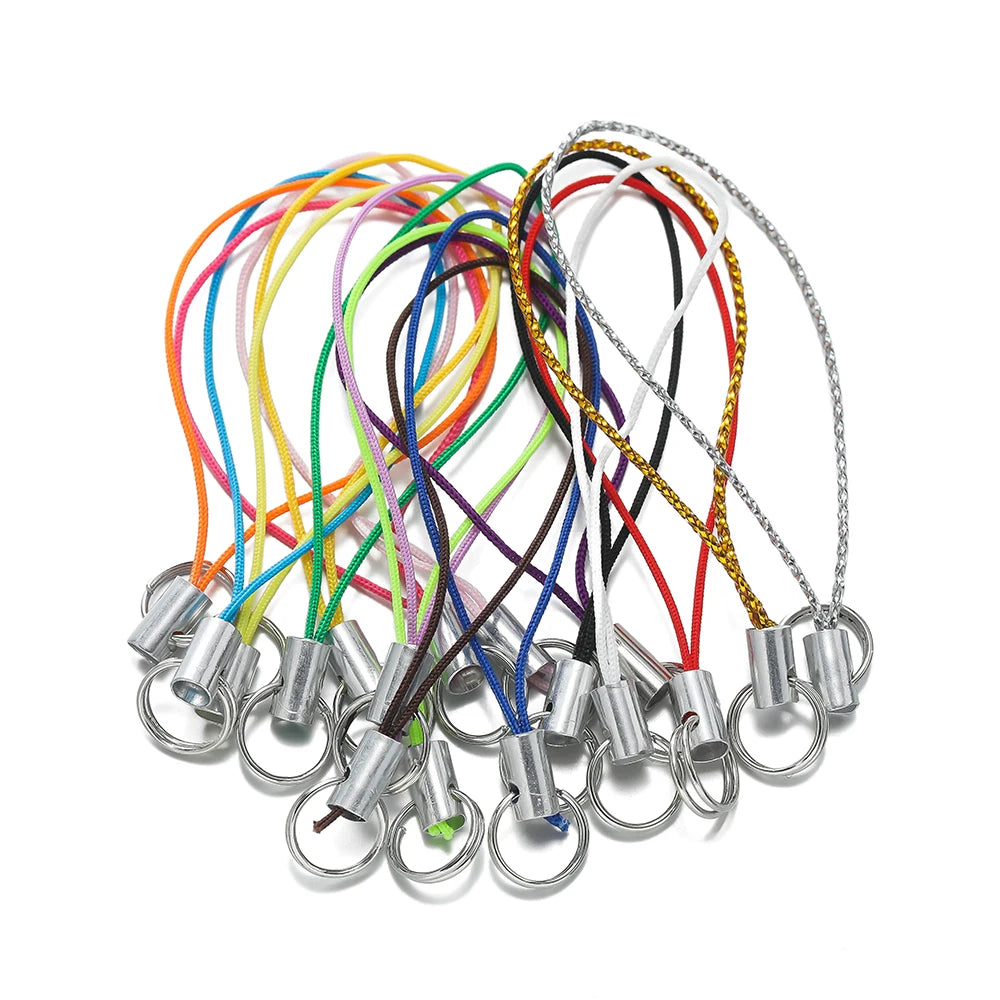 20/50Pcs Polyester Cord with Double Jump Ring Lanyard Rope for Keychain Crafts Handmade Phone Rope Toys DIY Jewelry Making