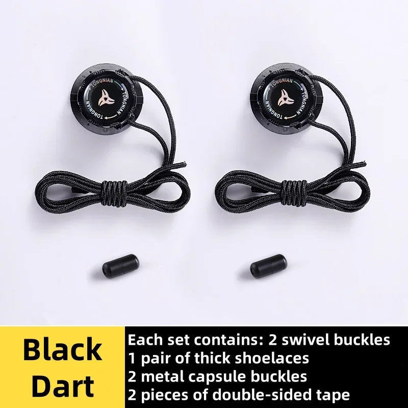 6pcs Set/1 Pair No-Tie Shoe Locks - Rotating Buckles for Sports and Outdoor Shoes - Unisex Quick-Adjust Design - Pre-Installed