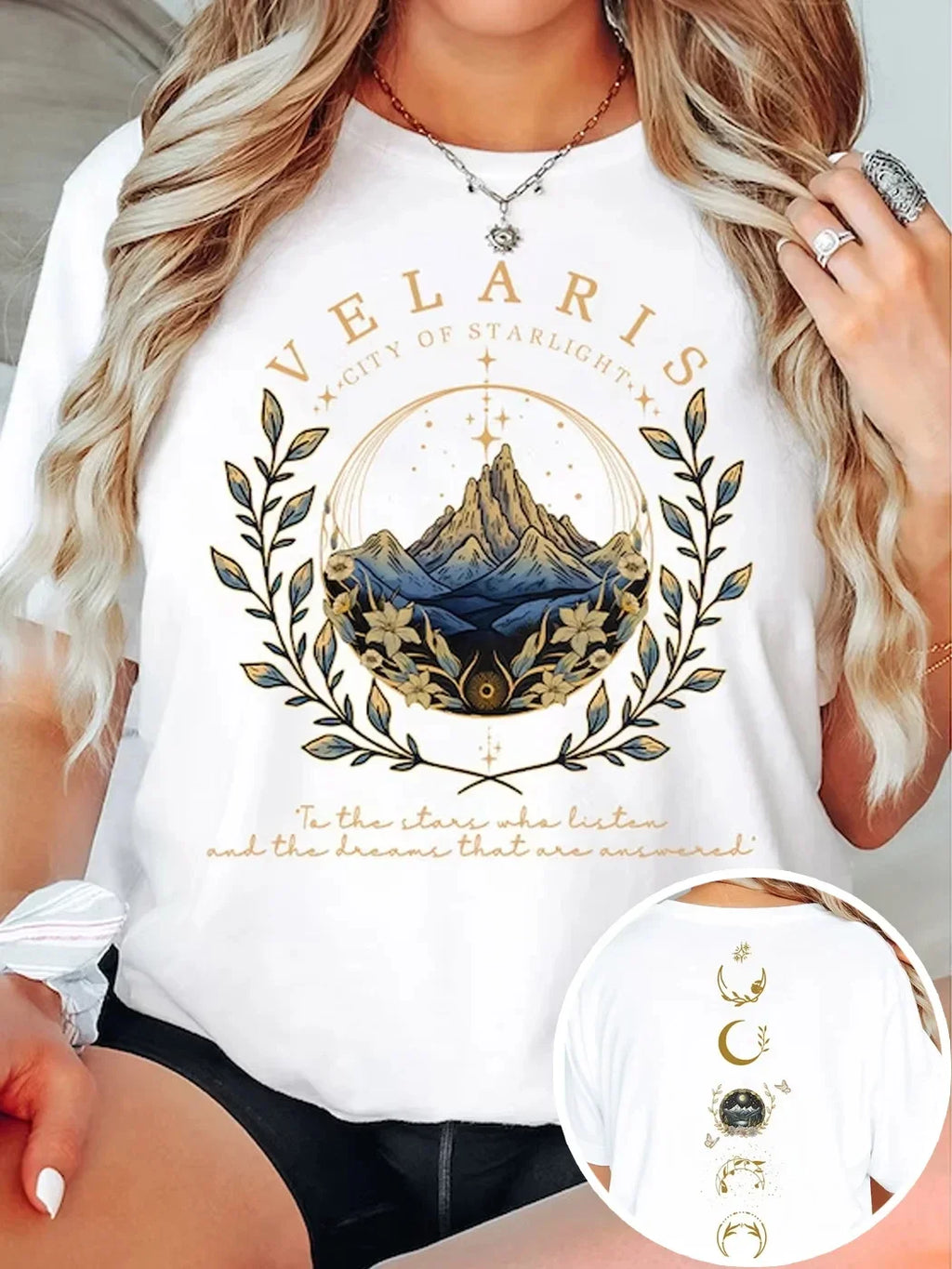 2 Side Patten Cotton Tee Velaris ACOTAR T-Shirt Velaris City Of Starlight Retro Shirt ACOTAR Velaris Fantasy Apparel Y2K Top
