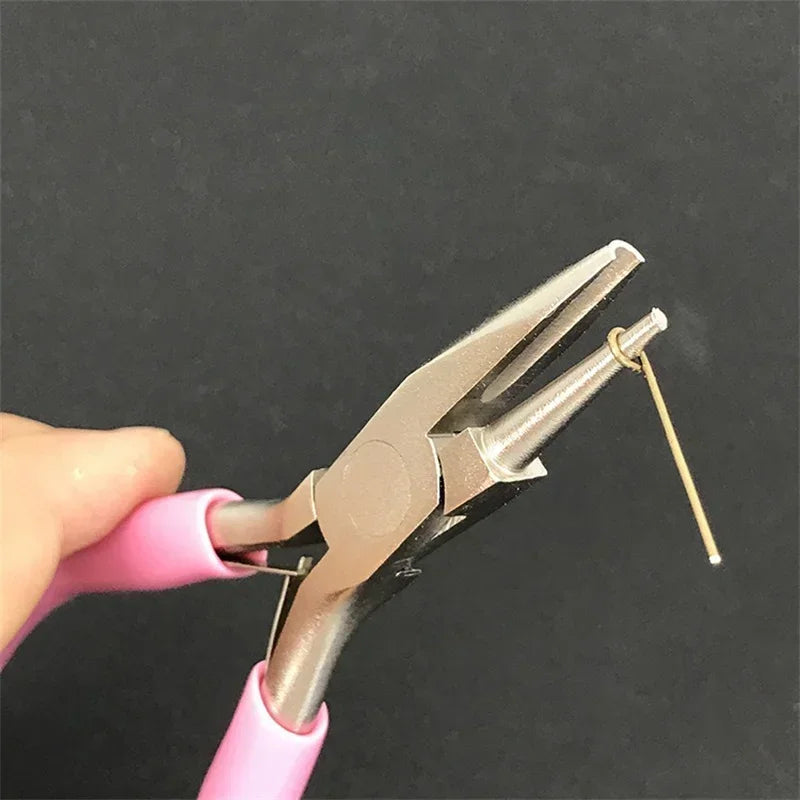 1Pc Pink Professional Round Concave Pliers High Quality Carbon Steel Plier Used for DIY Jewelry Making Manual Jewelcrafting Tool