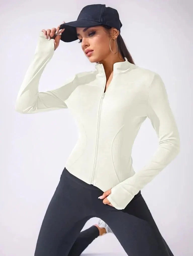 Women Zip Fitness Yoga Shirt Long Sleeve Sports Jacket Gym Top Activewear Running Coats Workout Clothes Woman
