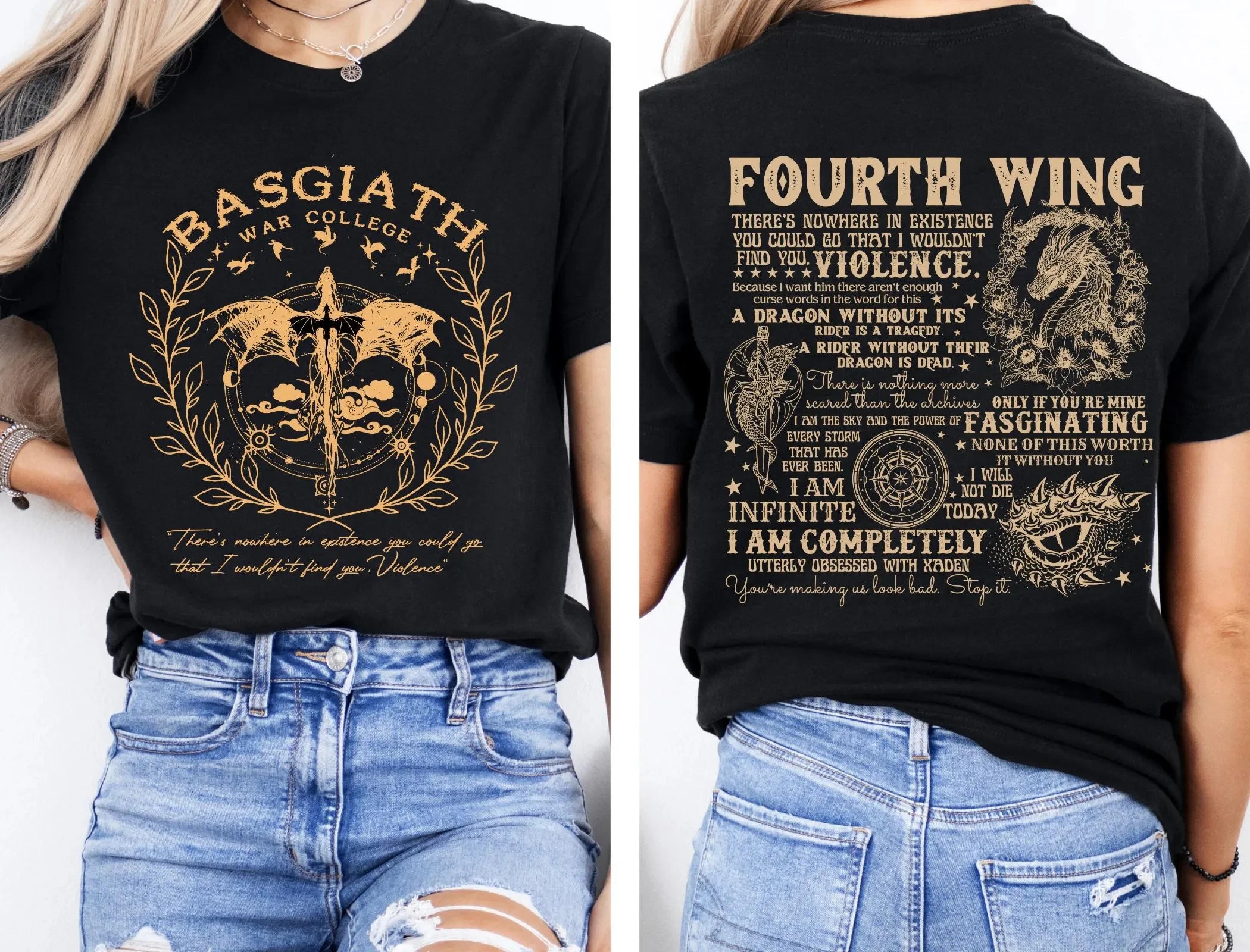 Fourth Wing Tshirt Dragon Rider Tshirt Basgiath War College Shirt The Empyrean Series Violet Sorrengail Fantasy Book