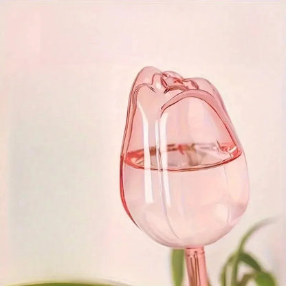 Pink tulip plant watering balls, suitable for indoor and outdoor plants, automatic plant drippers, and automatic watering