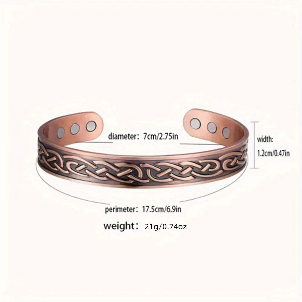 European and American Retro Water Ripple Magnetic Antique Red Copper Popular Opening Adjustable Magnet Energy Bracelet