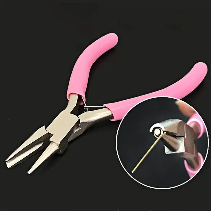 1Pc Pink Professional Round Concave Pliers High Quality Carbon Steel Plier Used for DIY Jewelry Making Manual Jewelcrafting Tool