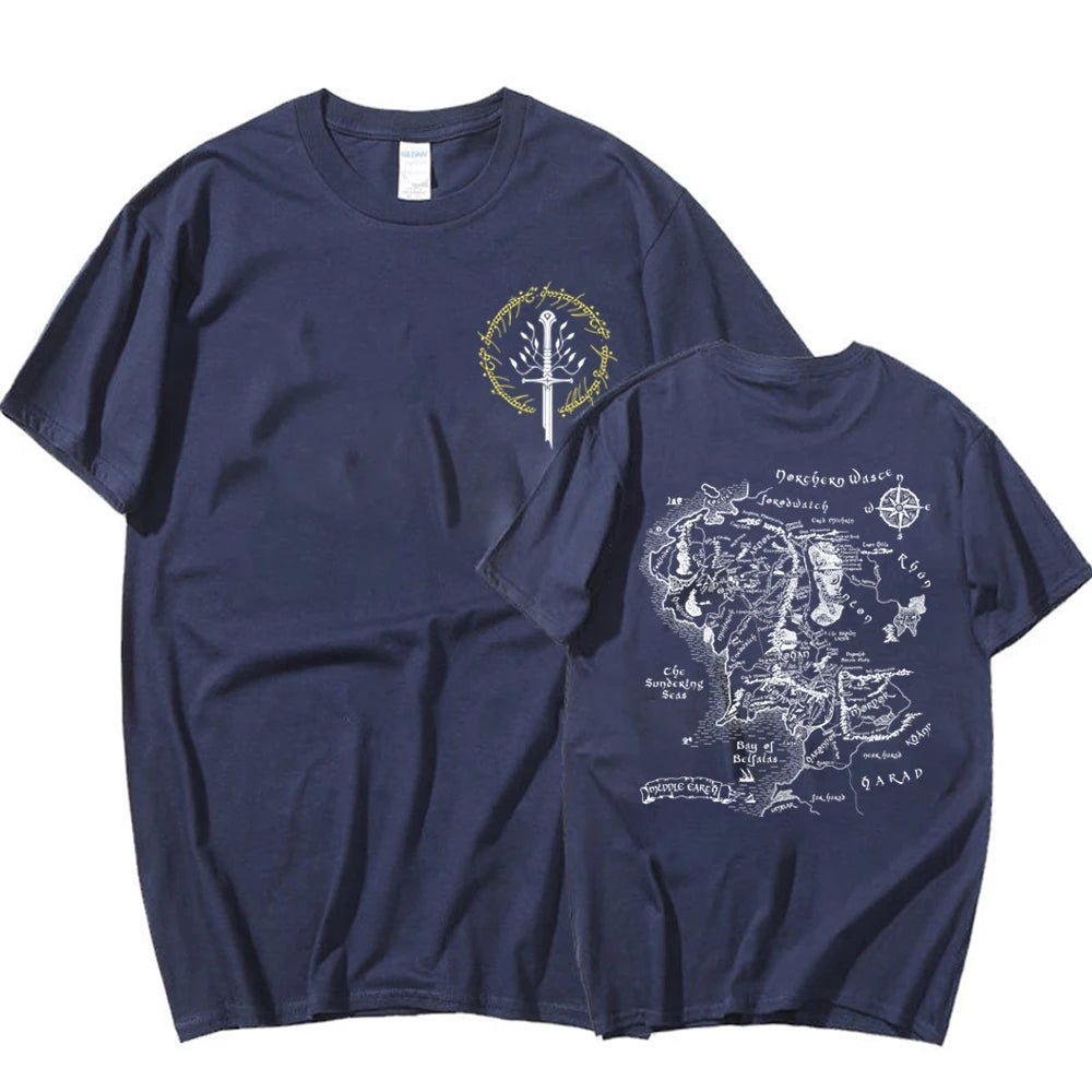 Middle Earth Map T-shirt Second Breakfast Club LOTR Middle-Earth Fan Merch Tolkien The Shire Shirt LOTR Fantasy Book Lover Gift