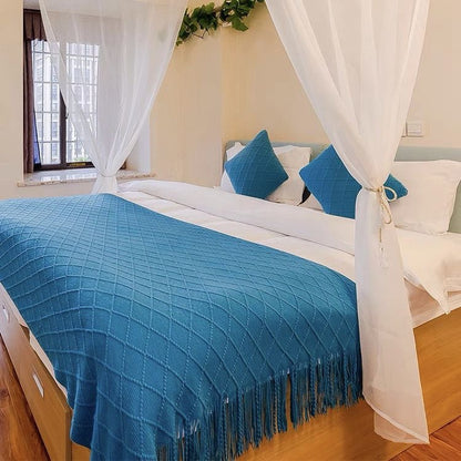 Luxury Fringed Knit Throw