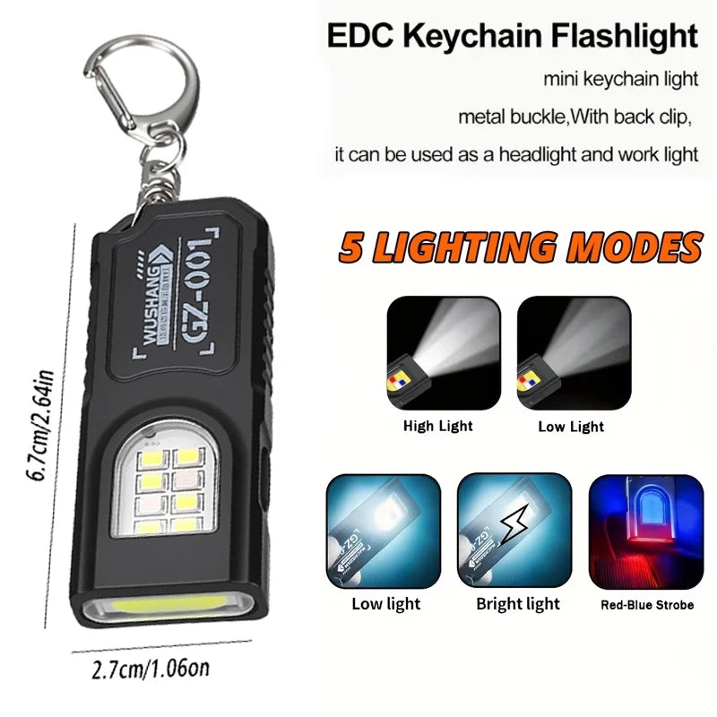 LED COB Mini Flashlight USB Rechargeable Lamp Torch Portable Working Light with Magnet Outdoor Emergency Hiking Fishing Lantern