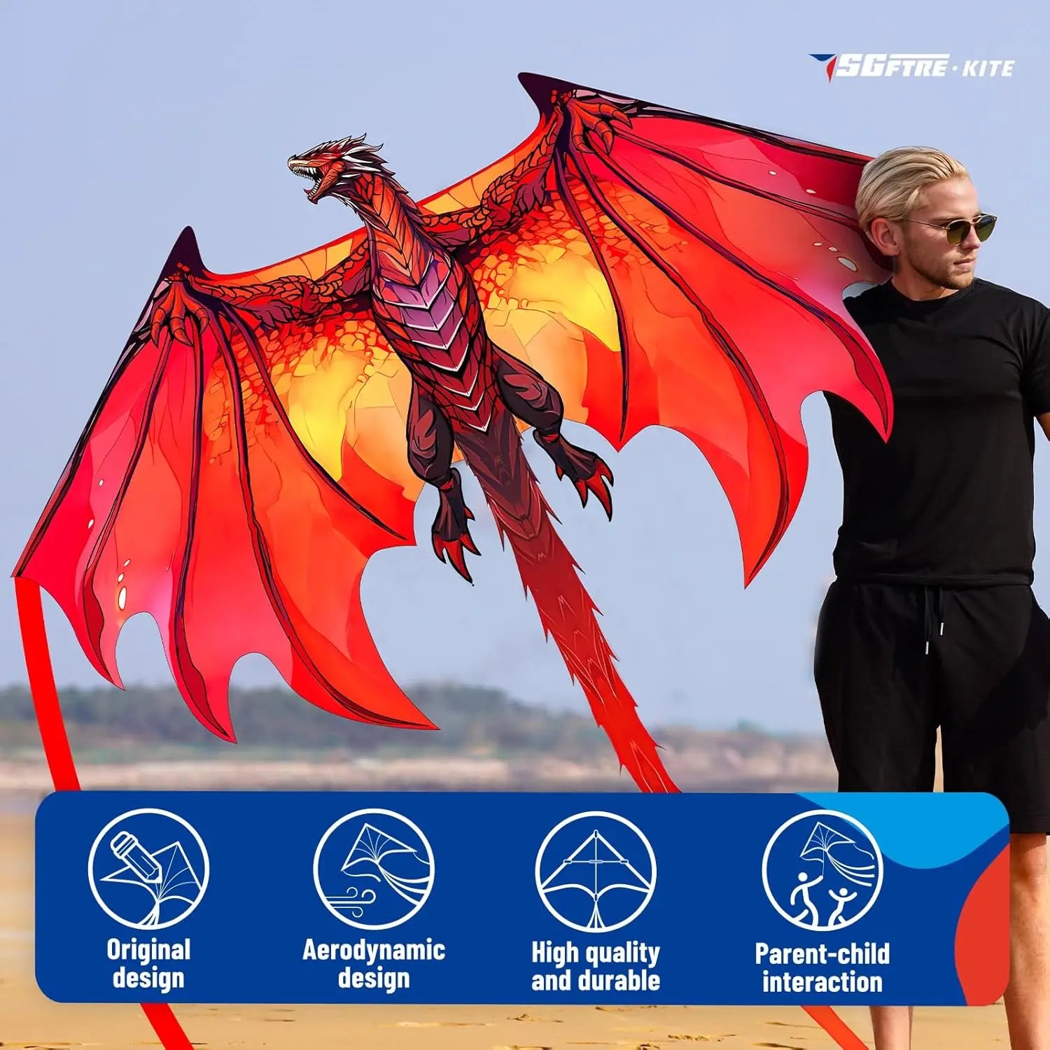 Complete Kite with Handle, Line & Accessories,Easy To Fly for Kids & Adults, Perfect for Beach, Park, Family Outdoor Activities