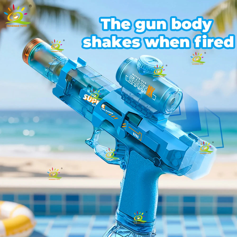 HUIQIBAO Flashlight-Equipped Electric Toy Water Gun Children's Toy with Continuous Water Blast High-Pressure Powerful Long-Range